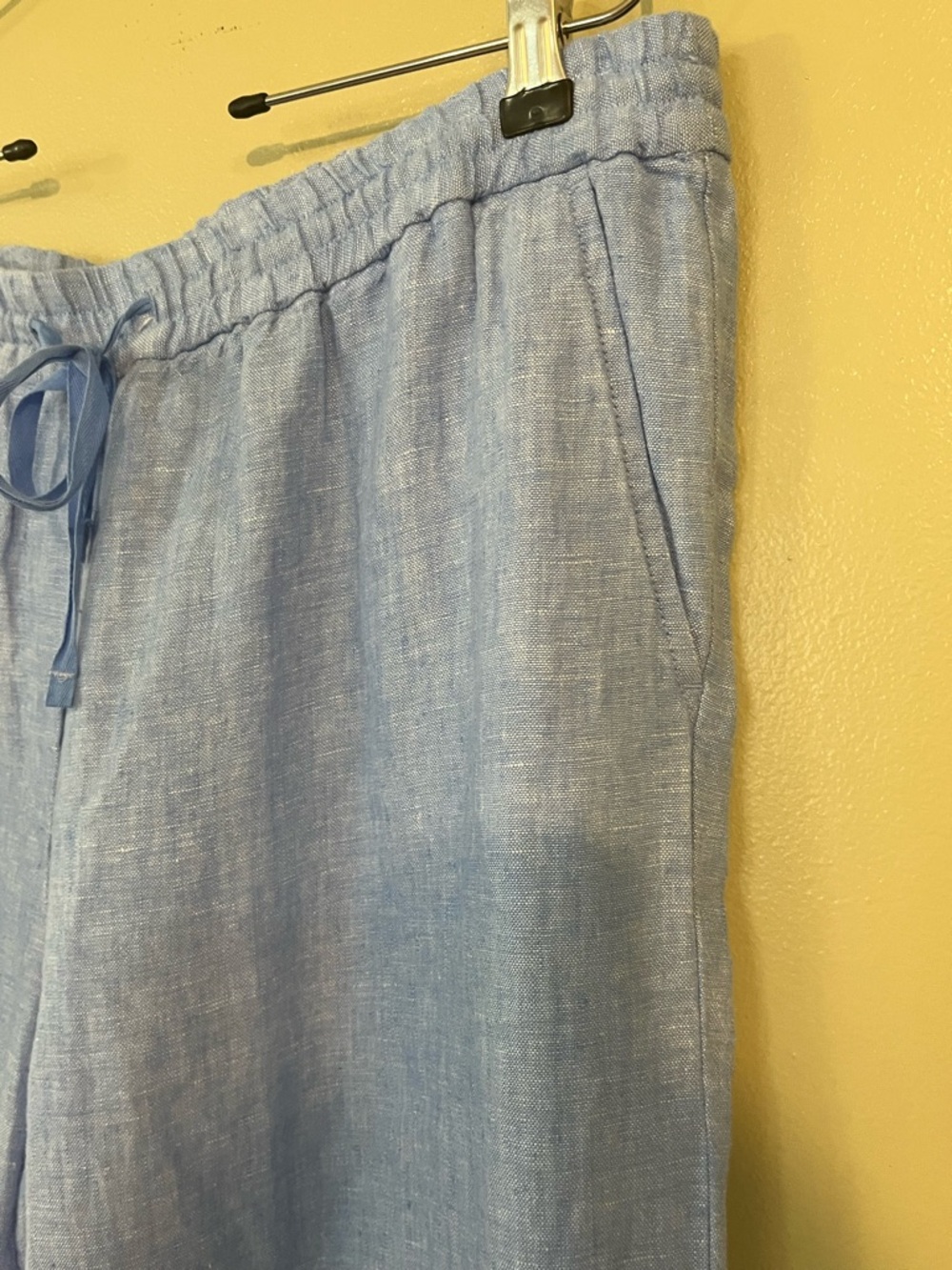Talbots Sky Blue Wide-Leg Linen Drawstring Pants - Picture 5 of 14